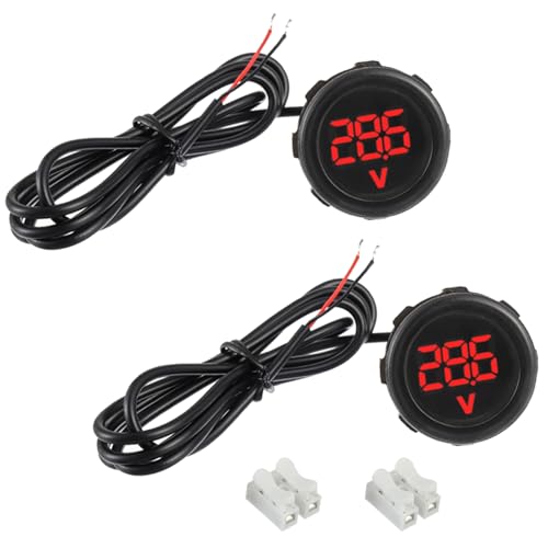 EPLZON 2 Stück Digital Voltmeter DC 4-100 V, 2 Drähte 3-stelliger Detektor LED Anzeige Waterproof Digital Display Voltmeter, für Auto/Motorrad/SUV/ATV/Marine (Rot) von EPLZON