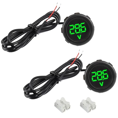 EPLZON 2 Stück Digital Voltmeter DC 4-100 V, 2 Drähte 3-stelliger LED Anzeige Waterproof Digital Display Voltmeter, für Auto/Motorrad/SUV/ATV/Marine (Grün) von EPLZON