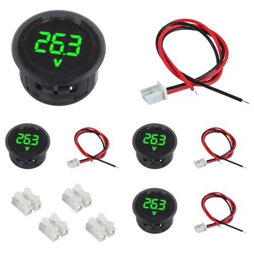 EPLZON 4 Pieces Digital Voltmeter DC 4-100 V, 2 Wires 3 Digit Voltmeter Detector LED Display for Car/Motorcycle/Truck/SUV/ATV/Marine (Grün) von EPLZON