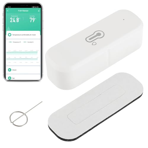 EPLZON WiFi Hygrometer Thermometer Sensor, kabelloser Temperatur und Feuchtigkeitssensor für den Innen Außenbereich mit Remote App Benachrichtigungsalarm, Kompatibel Alexa/Google Home(1 Stück) von EPLZON