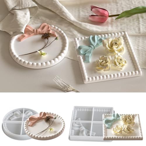 2 Stück Silikonform Tablett, Silikonformen Gießformen Tablett Untersetzer Epoxidharz Formen für Untersetzer Schmuckteller Teetablett DIY Deko von EPODA