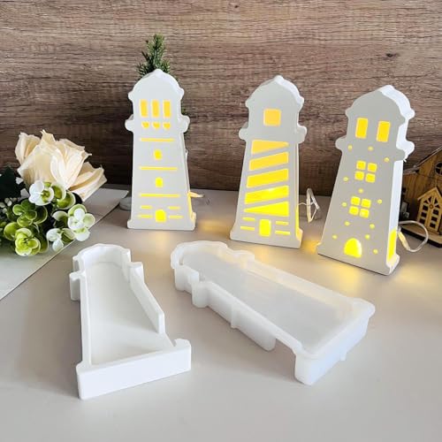 4 Stück Maritime Leuchtturm Silikonformen Gießformen, Silikonform Sommer Maritim Gips GießEn Formen Für Geschenke Heimdekoration von EPODA