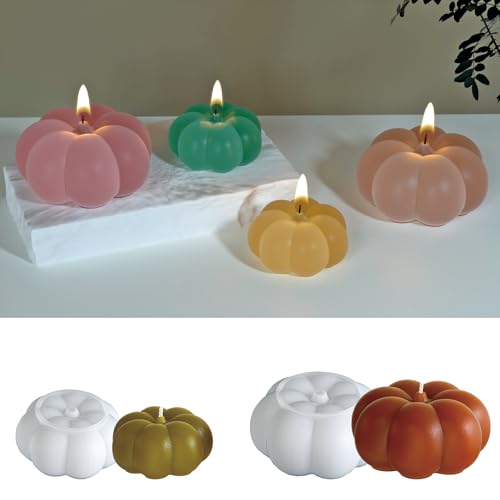 EPODA 2 Stück Silikonform Kürbis Gießformen Halloween Herbst Kerzenformen DIY Kürbisform Silikonformen Gießform von EPODA
