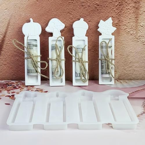 EPODA 4 Stück Silikonform Herbst Geldgeschenk Kürbis Igel Ahornblatt Gießformen für Gips DIY Herbstdeko Silikonformen von EPODA