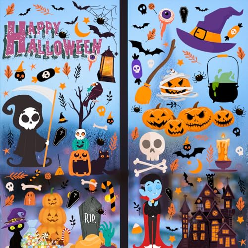 EPODA Halloween Fensteraufkleber wiederverwendbar doppelseitig Cartoon Monster Hexe Kinder von EPODA