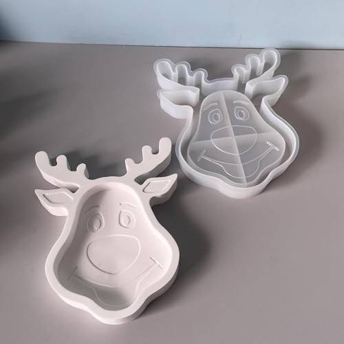EPODA Silikonform Tablett Weihnachten mit Elch Design Gießformen für Gips und Epoxidharz DIY Weihnachtsdeko von EPODA