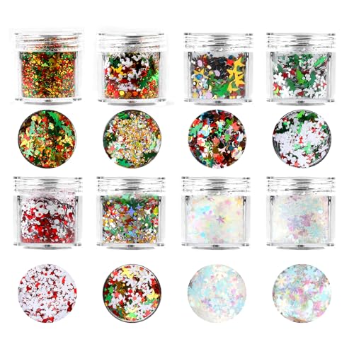 EPODA Snowflake Glitter DIY Dekoration, Farben Glitzerpulver Set zum Basteln für Weihnachten, Nagelkunst, Karten, Papier, Party, Epoxidharz von EPODA