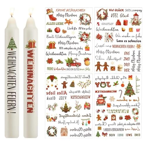 EPODA Weihnachten Kerzentattoos 6pcs Kerzensticker Wasserschiebefolie Gold Tattoofolie Adventskerze Aufkleber von EPODA