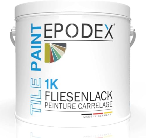 EPODEX® 1K TILE PAINT | Fliesenlack | Fliesenfarbe Wand und Decke Badezimmer Küche| 45 Farben Weiß Bunt| Geruchsneutral Lösemittelfrei Abriebfest | Mengenrabatt 1,8-60Kg von EPODEX