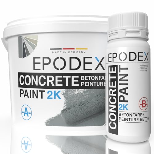 EPODEX 2K CONCRETE PAINT | Betonfarbe, Bodenfarbe für Bodenbeschichtung, Garagenbodenbeschichtung | Wasserfest | Keller, Garage, Werkstatt | Innen- und überdachter Außenbereich | 1.8kg (7m²) von EPODEX