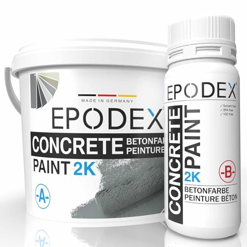 EPODEX® 2K CONCRETE PAINT | Betonfarbe Garagensiegel Keller| Steinfarbe | 45 Farben Grau Weiß Bunt | Wände & Böden aus Beton, Zement, Putz, Holz und Mauerstein | Abriebfest | Mengenrabatt 1-26Kg von EPODEX