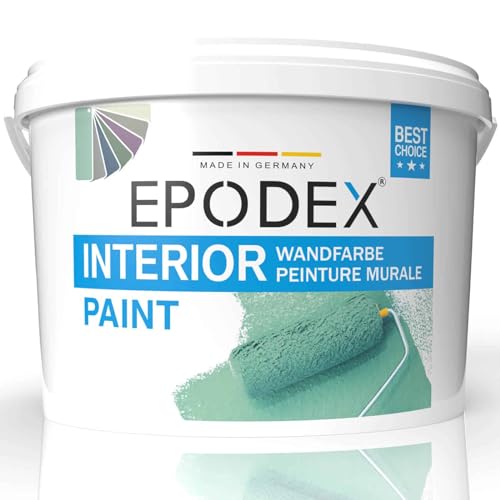 EPODEX® INTERIOR PAINT | Innenwandfarbe | Wandfarbe | 45 Trendfarben Polar Weiß Bunt Farbig | Spritzfrei Strapazierfähig Geruchsarm Hohe Deckkraft 3-53Kg von EPODEX