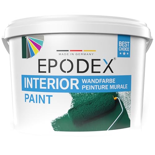 EPODEX Premium Wandfarbe mit Wand-Schutz-Formel | Hochdeckend, abwaschbar, spritzfrei & geruchlos | Seidenmatte & atmungsaktive Wandfarbe Weiß, Beige, Grün & mehr | 3.3kg (12.5m² für 2 Anstriche) von EPODEX