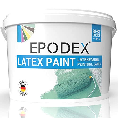 EPODEX® LATEX PAINT | Latexfarbe Glanz Seidenglanz| Abriebfest Abwaschbar Strapazierfähig Geruchsarm Hohe Deckkraft | 45 Farben Polar Weiß Bunt Farbig 1-50Kg von EPODEX