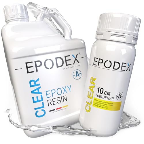 EPODEX Epoxidharz Set ECO MAX | Klares Epoxy Resin für Gießhöhen bis 10cm | Gießharz Set ohne oder mit Farbstoffen | Für River-Tische, Lampen, Projekte mit hohen Form- und Gussteilen EPODEX Epoxidharz Set ECO MAX | Klares Epoxy Resin für Gießhöhen bis 10cm | Gießharz Set ohne oder mit Farbstoffen | Für River-Tische, Lampen, Projekte mit hohen Form- und Gussteilen von EPODEX