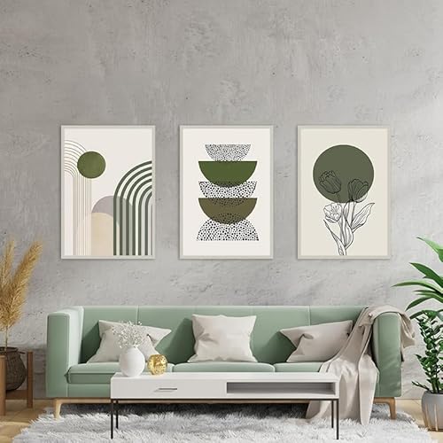 EPOKNQ Böhmische Wandkunst 3-teiliges Set, Grüne Pflanzen, Schlafzimmer, Wohnzimmer, Home Poster, Moderne Abstrakte Wanddekoration Malerei, Rahmenlos (B5,40x60cm*3) von EPOKNQ