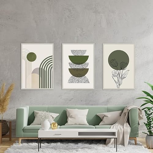 EPOKNQ Böhmische Wandkunst 3-teiliges Set, Grüne Pflanzen, Schlafzimmer, Wohnzimmer, Home Poster, Moderne Abstrakte Wanddekoration Malerei, Rahmenlos (B5,50x70cm*3) von EPOKNQ