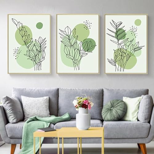 EPOKNQ Geometrische Abstrakte Kunst Poster Set Von 3, Mittelalterliche Moderne Bohemian Stil Schlafzimmer Und Wohnzimmer Kunstdruck, Pflanze Farbblock Dekorative Malerei, Rahmenlos (Stil 6,30x40cm*3) von EPOKNQ