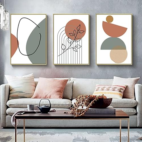 EPOKNQ Geometrische Abstrakte Kunst Poster Set Von 3, Mittelalterliche Moderne Bohemian Stil Schlafzimmer Und Wohnzimmer Kunstdruck, Pflanze Farbblock Dekorative Malerei, Rahmenlos (Stil 9,30x40cm*3) von EPOKNQ