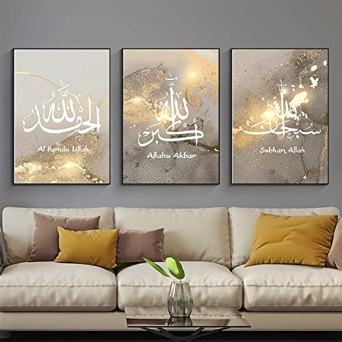 EPOKNQ Islamische Bilder Arabische Dekoration,Premium Linien Poster Set,Moderne dekorative Wanddekoration für Wohnzimmer, Schlafzimmer,ungerahmt (Stil 3,50x70cm*3)… von EPOKNQ