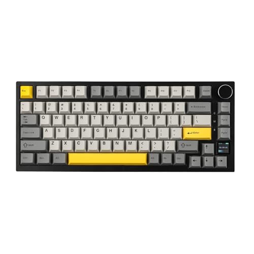 EPOMAKER Ajazz AK820 Pro Gasket Mechanische Tastatur mit Kabel/Bluetooth/kabellos, TFT Bildschirm, beleuchtet RGB, Schalldämpfende Foam für Win/Mac/PC (Grey, Ajazz Flying Fish Switch) von EPOMAKER