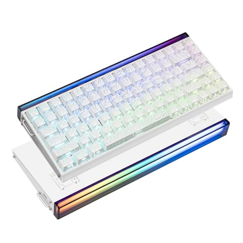 EPOMAKER Aula Hero84 HE Hall-Effekt-Tastatur, RGB-Lightbox, 0.01mm Einstellbare Betätigung, 8KHz Polling, 0.125ms, Snap Key, SOCD, Magnetische Gaming Tastatur (Weiß Topographisch) von EPOMAKER