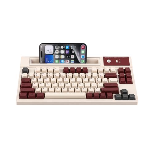 EPOMAKER DynaTab75 Mechanische Tastatur mit Steckplatz für Tablet/iOS/Android. Bluetooth/2,4 GHz/USB-C in Gasket, mit Hot-Swap, RGB-Licht, 5000 mAh Schnellladung (Red, Wisteria Tactile) von EPOMAKER
