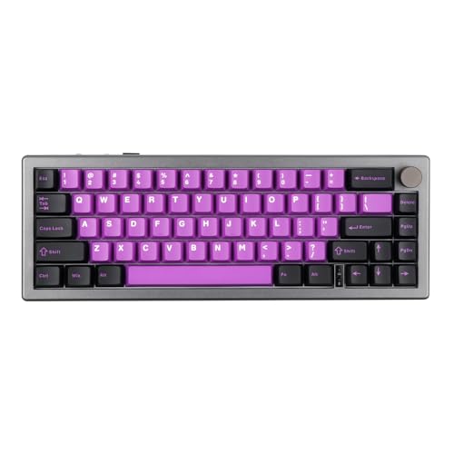 EPOMAKER EK68 65% Gasket NKRO Mechanische Tastatur, Hot Swappable Triple Mode Gaming-Tastatur mit 3000mAh Akku, RGB-Hintergrundbeleuchtung für Büro/Home/Win/Mac(Black Purple, Flamingo Switch) von EPOMAKER