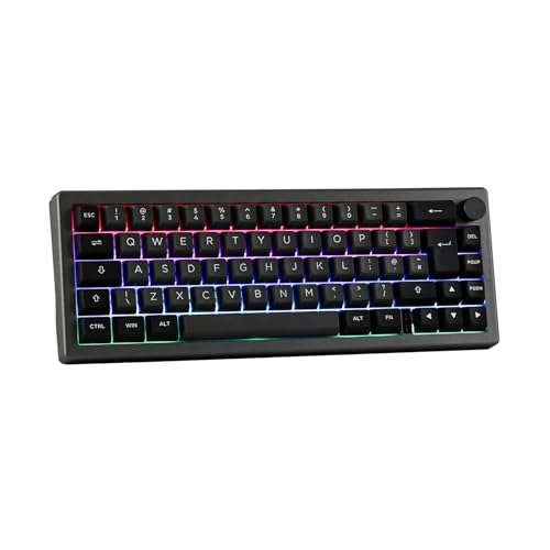 EPOMAKER 65% EK68 ISO(UK) Mechanische Tastatur Bluetooth, Triple Mode Gasket Gaming Tastatur mit Drehregler,RGB,Hot Swap,NKRO,3000mAh für Win/Mac (Schwarz Silber, Epomaker Flamingo Switch) von EPOMAKER