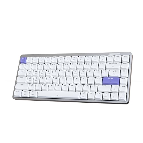 EPOMAKER Luma84 Low Profile Aluminium Mechanische Tastatur, QMK/VIA Programmierbar, Tri-Mode Kabellos, Win/MAC/Linux Kompatibel, RGB Backlight (Weiß&Violett, Gateron Low-Profile-Braun-Schalter) von EPOMAKER