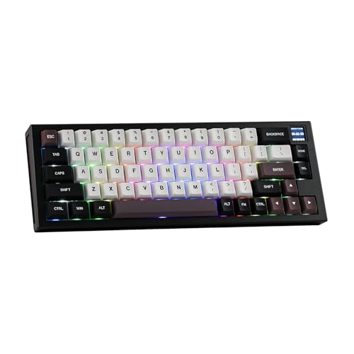 EPOMAKER MS68 VIA Wireless Tastatur mit TFT-Bildschirm. 65% Aluminium Mechanische Gaming Tastatur Bluetooth/2.4Ghz/USB-C, Hot Swap, RGB Hintergrundbeleuchtung (Black, Flamingo Switch) von EPOMAKER