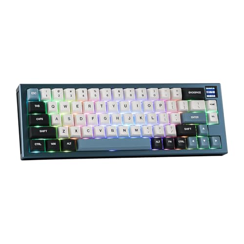 EPOMAKER MS68 VIA Wireless Tastatur mit TFT-Bildschirm. 65% Aluminium Mechanische Gaming Tastatur Bluetooth/2.4Ghz/USB-C, Hot Swap, RGB Hintergrundbeleuchtung (Blue, Sea Salt Silent Switch) von EPOMAKER