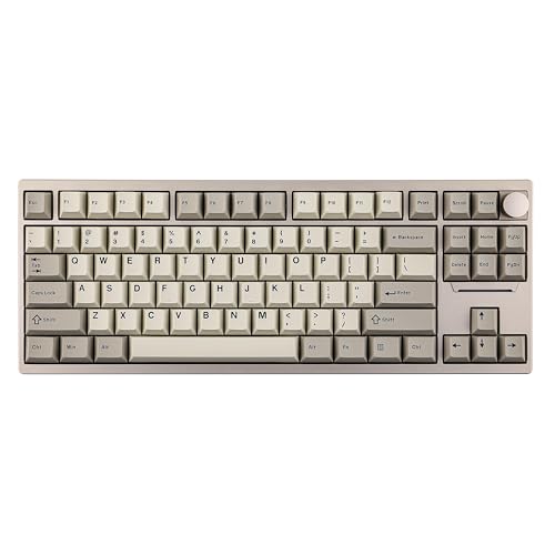 EPOMAKER P87 Gaming-Tastatur Aluminium 2.4G-Kabellose, QMK/VIA Programmierbare mechanische Tastatur, 87% US Bluetooth Tastatur mit Metallknopf und RGB (Retro Weiß, Zebra Linear) von EPOMAKER