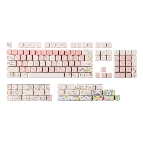EPOMAKER Pink Piggy MOA Profil Tastenkappen Set, 142 Tasten PBT Tastenkappen Farbsublimation für MX Switch Gaming Mechanische Tastatur Tastenkappe für ANSI-Layout (Pink Piggy) von EPOMAKER
