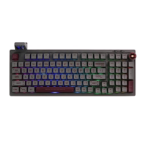 EPOMAKER RT100 Mechanische Tastatur Gasket mit anpassbarem Display, Bluetooth/2.4G/USB, Drehregler, Hot Swap, 5000mAh Akku, RGB für Win/Mac/Gaming (Black (US QWERTY), Epomaker Flamingo Switch) von EPOMAKER