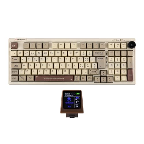 EPOMAKER RT100 ISO (Italiano) Tastiera Meccanica Con Mini TV Personalizzabile. 98-Key Gasket, knob, 5000mAh, Hot-Swap, Bluetooth/2.4ghz/USB-C per Mac/PC/Game (IT Retro, Sea Salt Silent Switch) von EPOMAKER