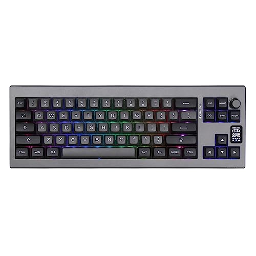 EPOMAKER Shadow-X Gasket Mechanische Tastatur, Hot Swappable 2.4ghz/Bluetooth/USB-C Gaming Tastatur mit Bildschirm, 3000mAh Akku, Poron-Schaum, Silikon-Pad für Win/macOS (Budgerigar Switch) von EPOMAKER