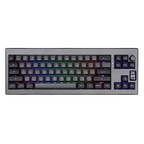 EPOMAKER Shadow-X Gasket Mechanische Tastatur mit Kabel/Bluetooth/kabellos,mit Bildschirm,Hot Swap,3000mAh,Poron-Schaum,Silikon-Pad für PC/mac (Gateron Pro Yellow) von EPOMAKER