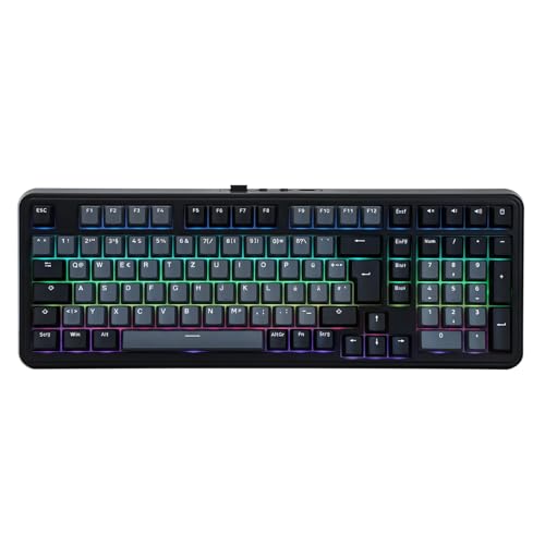 EPOMAKER TH99-ISO-DE QWERTZ Mechanische Tastatur Kabellos, 96% Prozent Gaming-Tastatur mit Numpad, Hot-Swap, RGB, Gasket, BT/2.4G/USB-C, Programming Software (Schwarz, Sea Salt Silent V2) von EPOMAKER