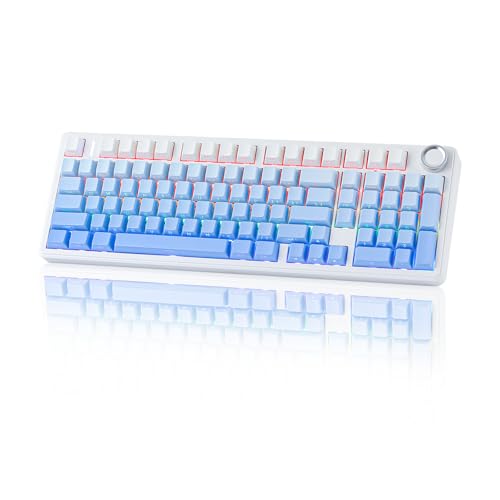 EPOMAKER X Aula F99 PRO Mechanische Gaming Tastatur 2.4GHz/Type-C/BT5.0, Hot-Swap-fähige Custom-Tastatur mit 8000mAh-Akku, linear Switch und RGB-Beleuchtung (Blau Farbverlauf) von EPOMAKER
