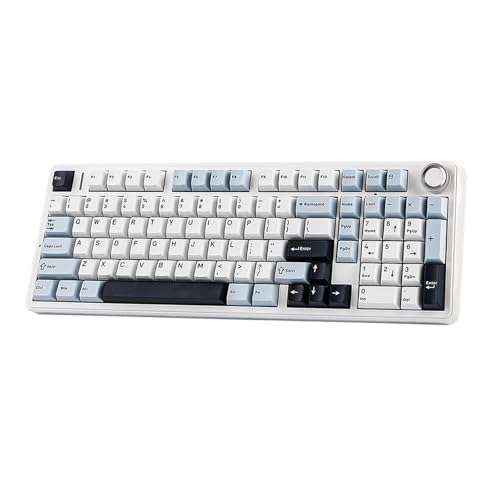 EPOMAKER X Aula F99 PRO Mechanische Gaming Tastatur 2.4GHz/Type-C/BT5.0, Hot-Swap-fähige Custom-Tastatur mit 8000mAh-Akku, linear Switch und RGB-Beleuchtung (Blau Weiß) von EPOMAKER