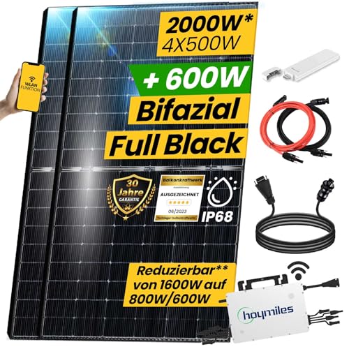 EPP.Solar® 2000W Photovoltaik Balkonkraftwerk mit EPP 500W Solarmodule, Hoymiles HMS-1600-4T Wechselrichter, DTU-WLite-S und 10m Wielandstecker von EPP.Solar