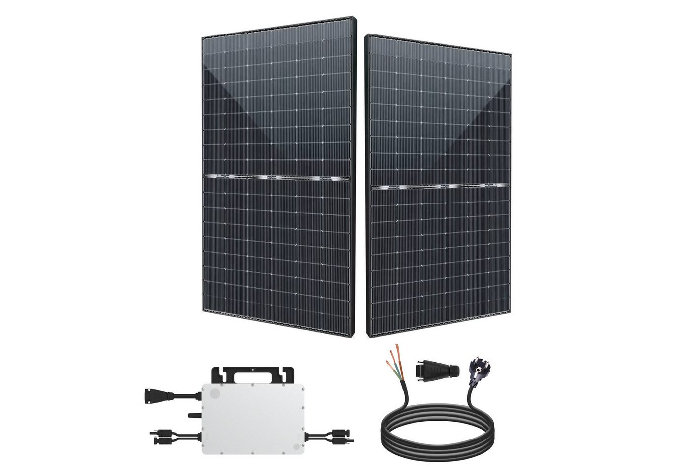 EPP.Solar Solaranlage 1000W Balkonkraftwerk Komplettset Bifazial Photovoltaik Solaranlage, 880,00 W, (Plug & Play Hoymiles 800W drosselbar WLAN Mikrowechselrichter mit 10m Kabel) von EPP.Solar