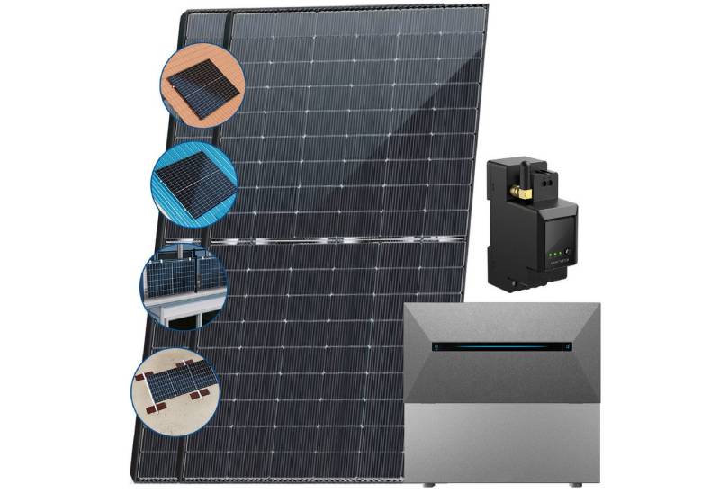 EPP.Solar Solaranlage All In One Balkonkraftwerk 2000W Komplett Steckdose inkl. Installation, 2000,00 W, (3,2 kWh Anker SOLIX Solarbank E1600 PRO und Smarter Zähler, Integriertem 800W Wechselrichter und APP & WiFi Einrichtungen), 2000W Bifaziale Solaranlage mit Speicher Geeignet für alle Dachtypen von EPP.Solar