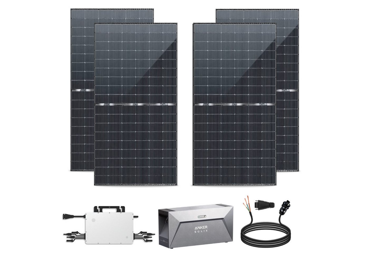 EPP.Solar Solaranlage 2000W Balkonkraftwerk mit Speicher Bifazial Photovoltaik Solaranlage, 2000,00 W, Monokristallin Hoymiles 1600W Microwechselrichter und 1,6 kWh Solarspeicher von Anker Plus 10m Kabel von EPP.Solar