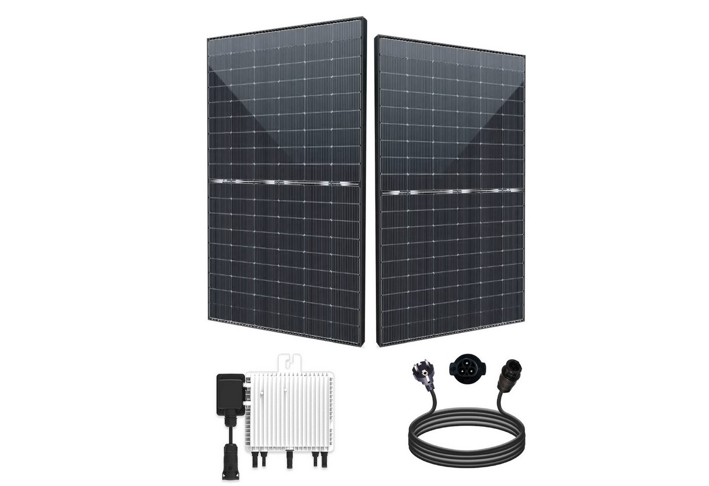 EPP.Solar Balkonkraftwerk 860W/800W Photovoltaik Mini-PV Anlage inkl. 430W Bifaziale Solarmodule, 800,00 W, Monokristallin, (860W mit 2x430W Bifazialer Glas-Solarmodule Plug & Play Komplettset und Neu Generation drosselbar von 800W auf 600W Deye 800W WIFI Wechselrichter) von EPP.Solar