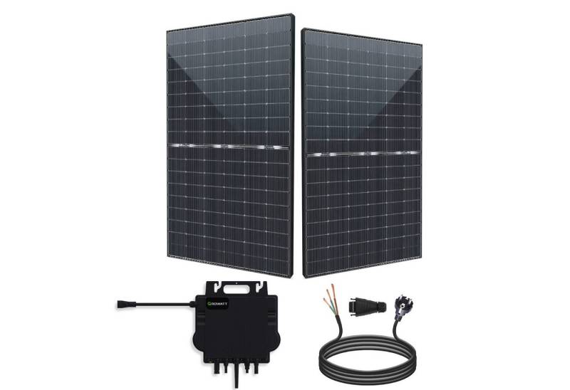 EPP.Solar Solaranlage 880W/800W Balkonkraftwerk Bifizial 880W Komplettset Solaranlage, Monokristallin Komplettset Plug & Play Growatt NEO 800W WLAN Wechselrichter mit 5m Kabel von EPP.Solar