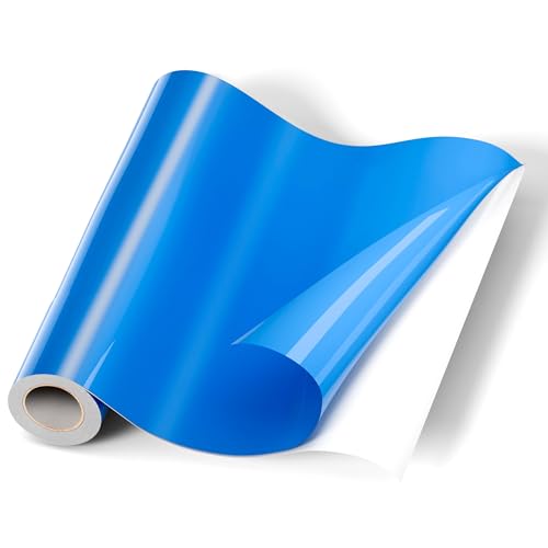 EPRCUT Blau Vinylfolie Plotter, 30.5cm x 457cm Plotterfolie Vinyl Rolle für Cricut, Glänzende Selbstklebende Plotter Folie für DIY, Party, Auto, Tasse, Fenster, Muttertag, Kindertag von EPRCUT