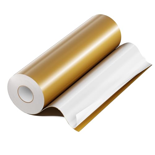 EPRCUT Golden Vinylfolie Plotter, Glänzend 30.5cm x 1524cm Selbstklebende Folie, Wasserdichtes Plotterfolie Vinyl Rolle für DIY-Aufkleber, Party, Tasse, Fenster, Muttertag, Kindertag von EPRCUT