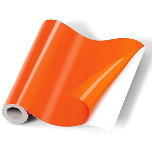 EPRCUT Orange Vinylfolie Plotter, 30.5cm x 457cm Plotterfolie Vinyl Rolle für Cricut, Glänzende Selbstklebende Plotter Folie für DIY, Party, Auto, Tasse, Fenster, Muttertag, Kindertag von EPRCUT